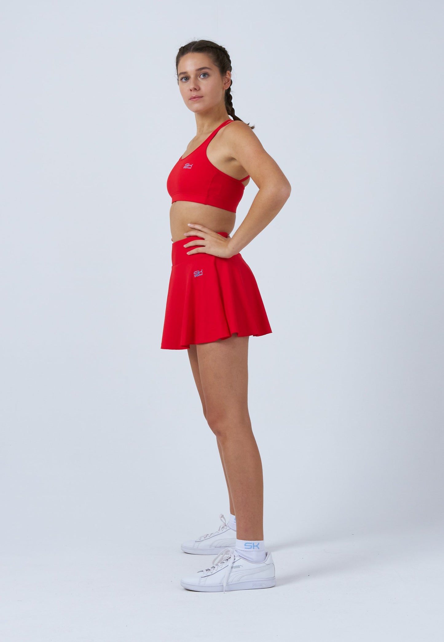 Advantage Tennisrock / Skort mit Ballhalter, rot