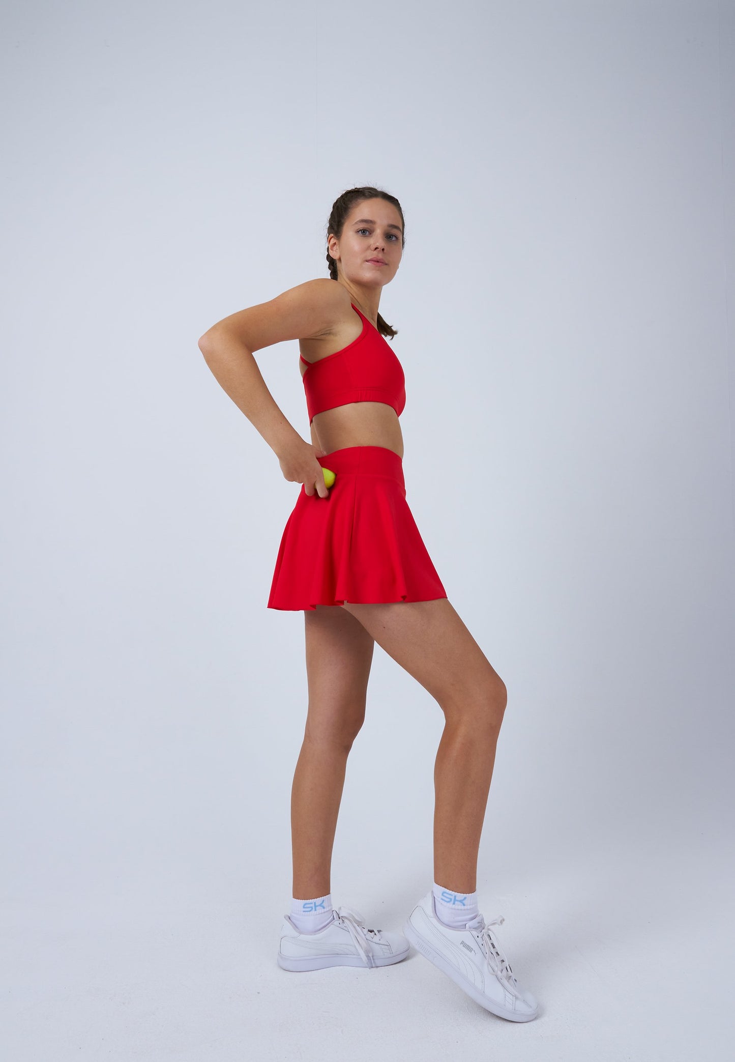 Advantage Tennisrock / Skort mit Ballhalter, rot
