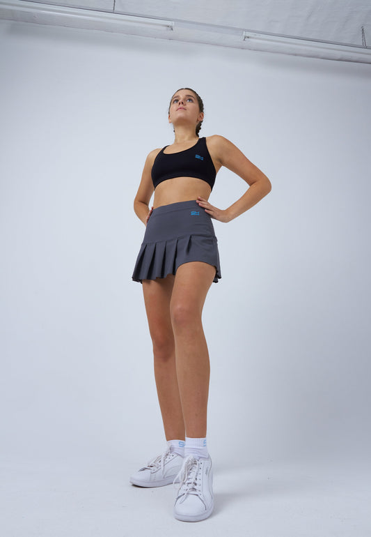 Tennisrock mit Falten / Skort, grau