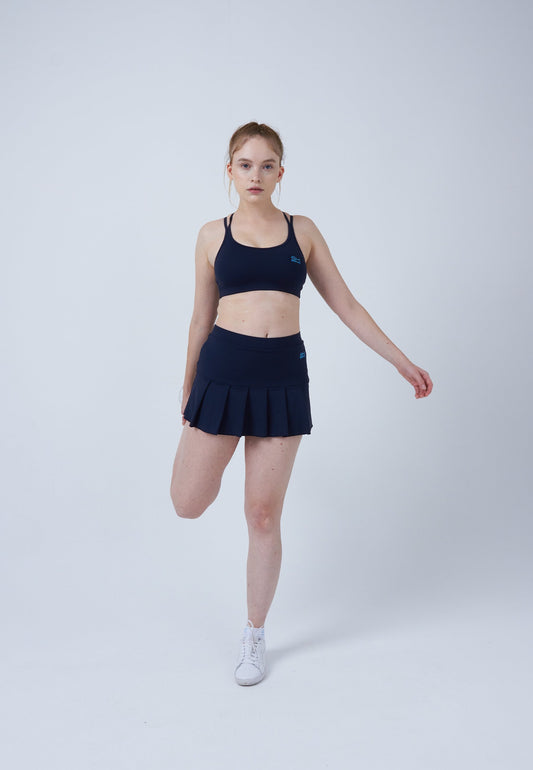 Tennisrock mit Falten / Skort, navy blau