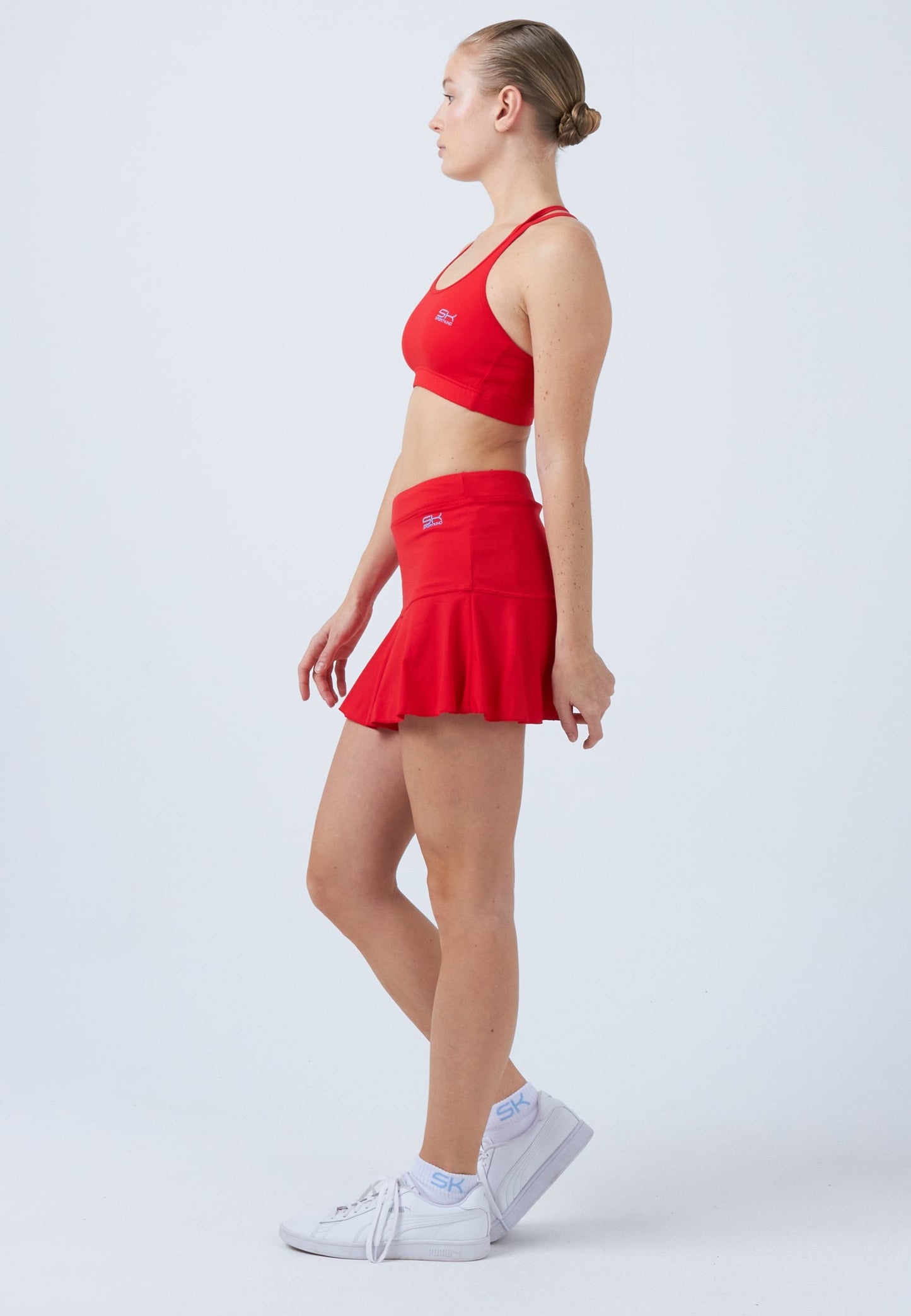 Glockiger Tennisrock / Skort, rot