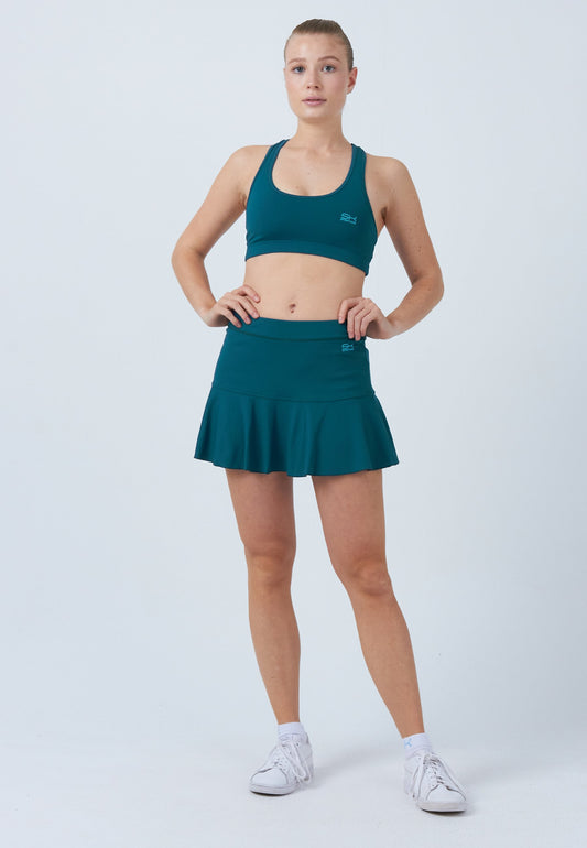 Glockiger Tennisrock / Skort, petrol grün