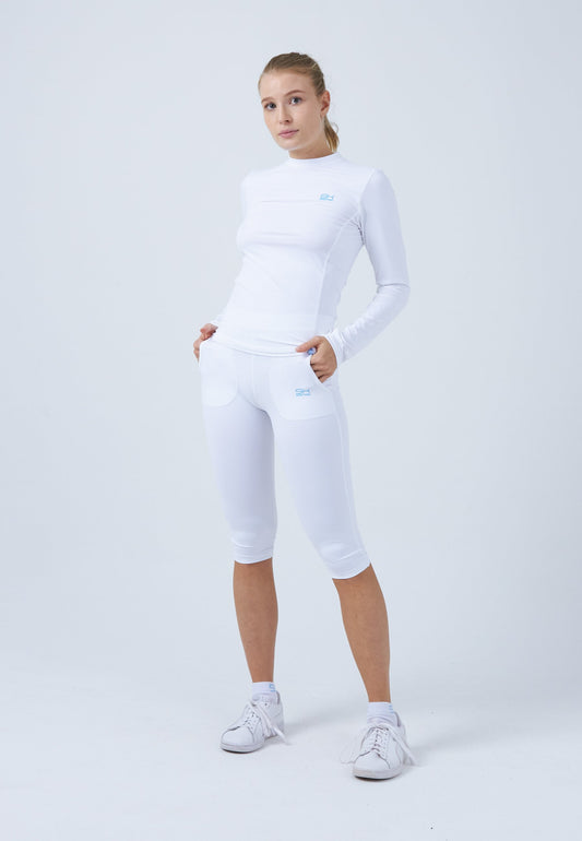 Tennis Langarmshirt High-Neck Damen & Mädchen, weiß