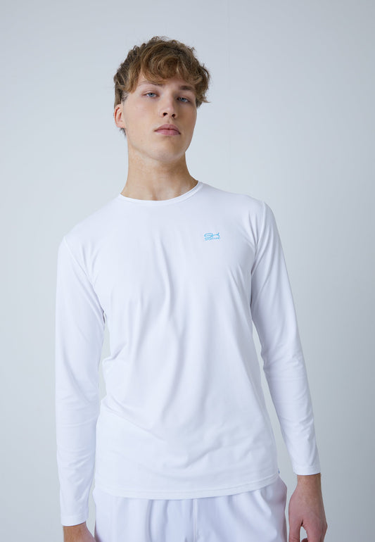 Tennis Rundhals Longsleeve Shirt, weiß