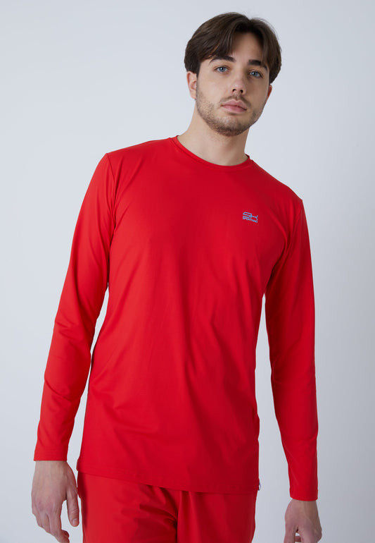 Tennis Rundhals Longsleeve Shirt, rot
