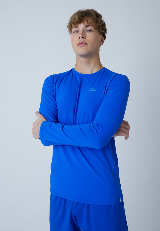 Tennis Rundhals Longsleeve Shirt, kobaltblau