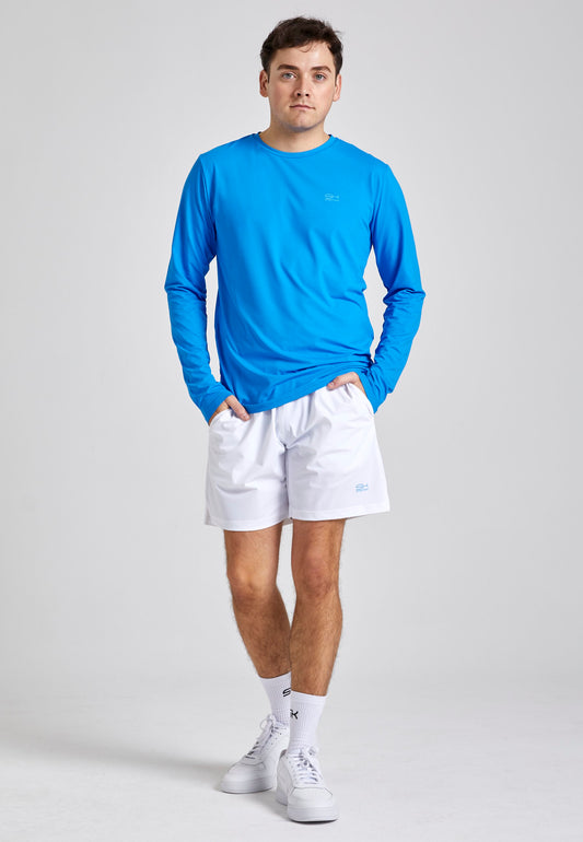 Tennis Rundhals Longsleeve Shirt, cyan blau