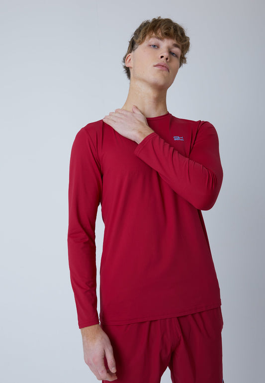 Tennis Rundhals Longsleeve Shirt, bordeaux rot