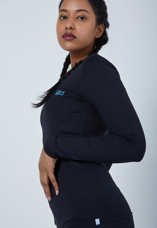 Tennis Longsleeve Shirt, schwarz