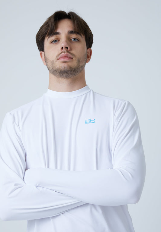 Tennis Langarmshirt High-Neck Herren & Jungen, weiß