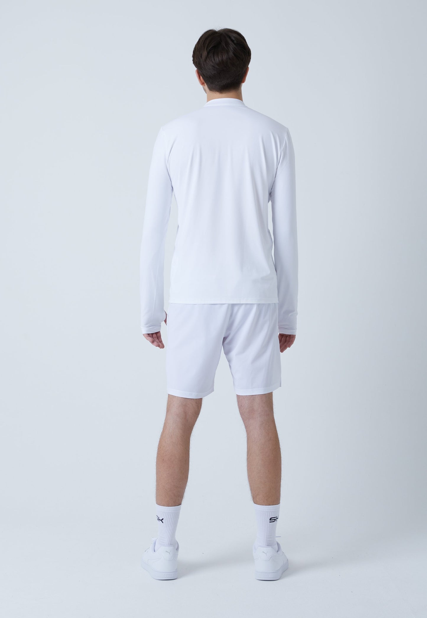Tennis Langarmshirt High-Neck Herren & Jungen, weiß