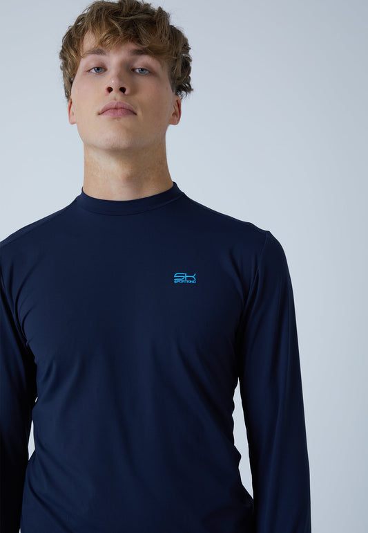 Tennis Langarmshirt High-Neck Herren & Jungen, navy blau
