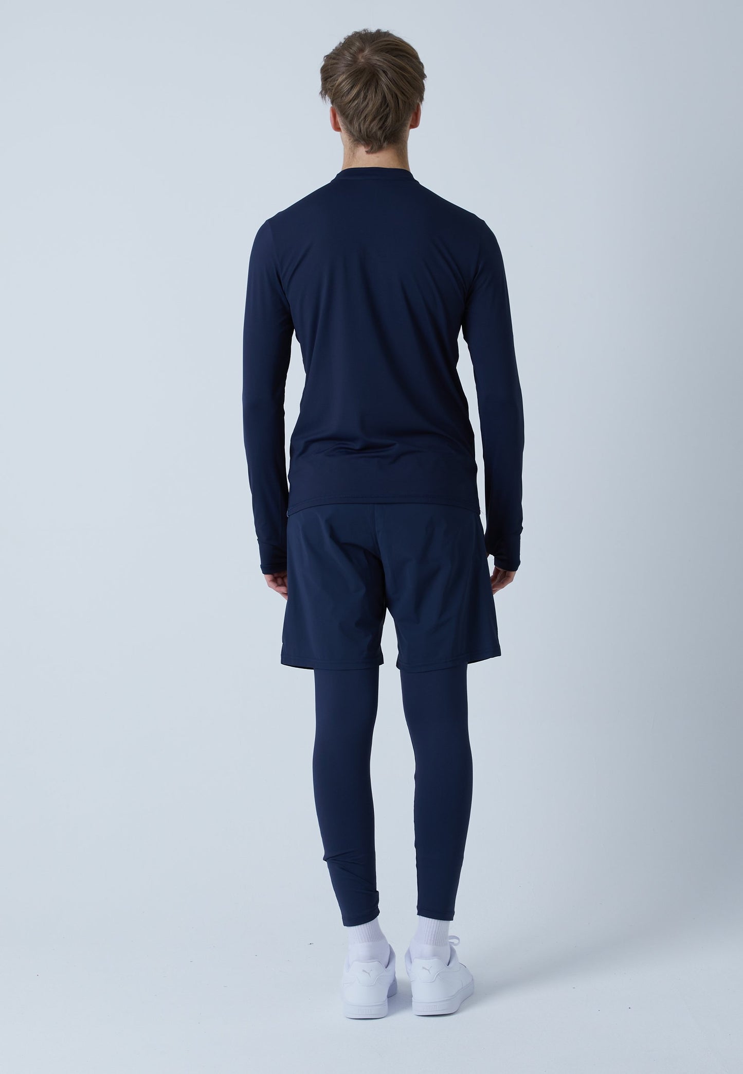 Tennis Langarmshirt High-Neck Herren & Jungen, navy blau