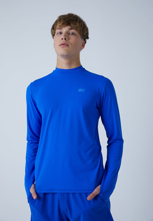 Tennis Langarmshirt High-Neck Herren & Jungen, kobaltblau