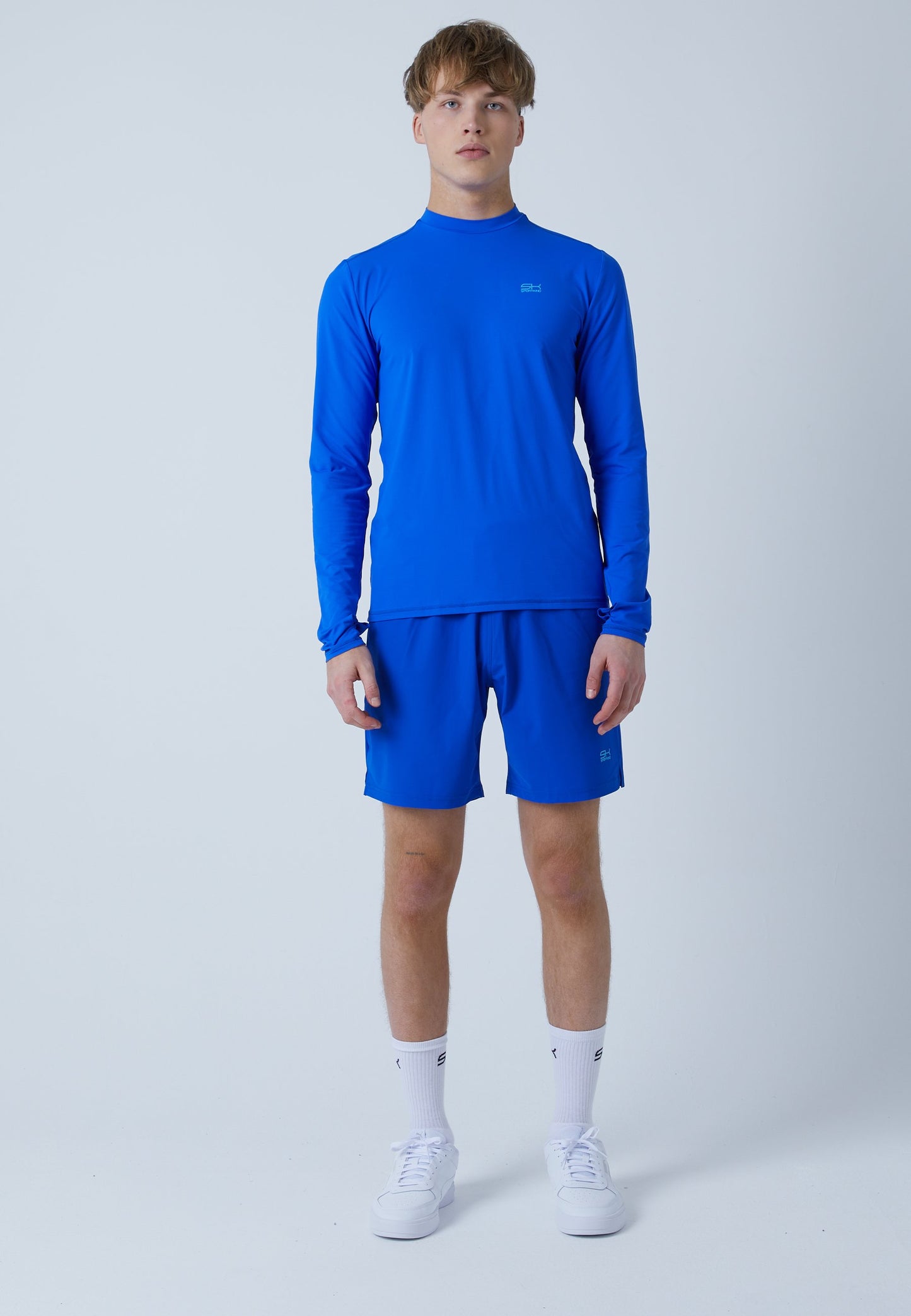 Tennis Langarmshirt High-Neck Herren & Jungen, kobaltblau