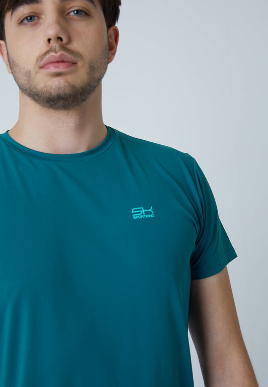 Tennis T-Shirt Rundhals Herren & Jungen, petrol grün
