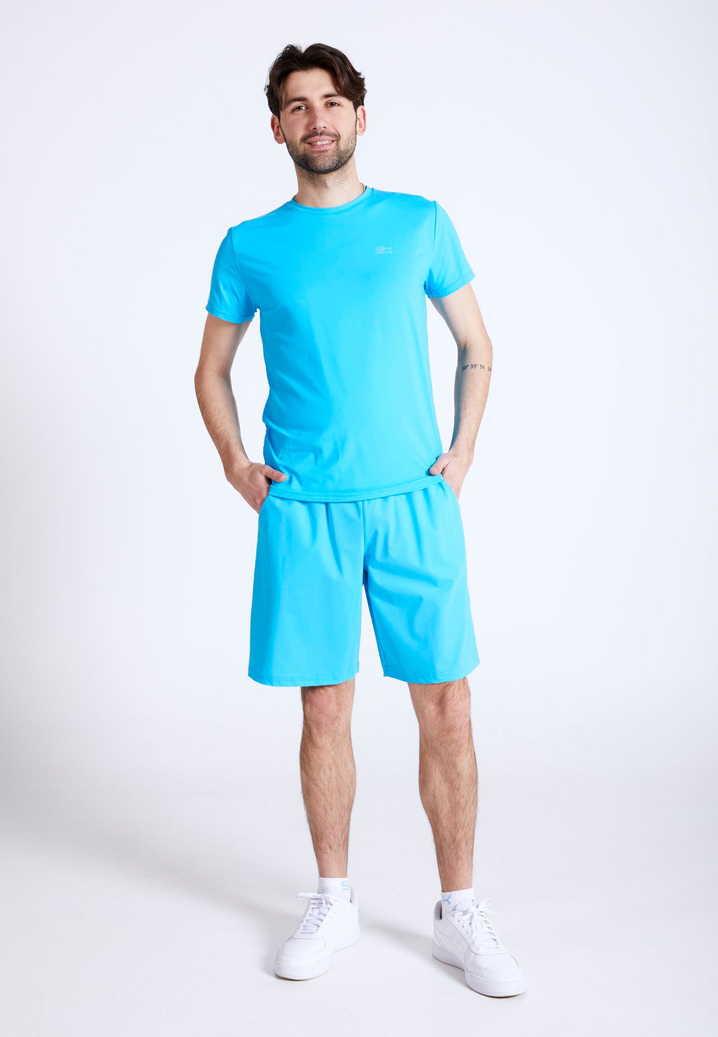 Tennis T-Shirt Rundhals Herren & Jungen, türkis