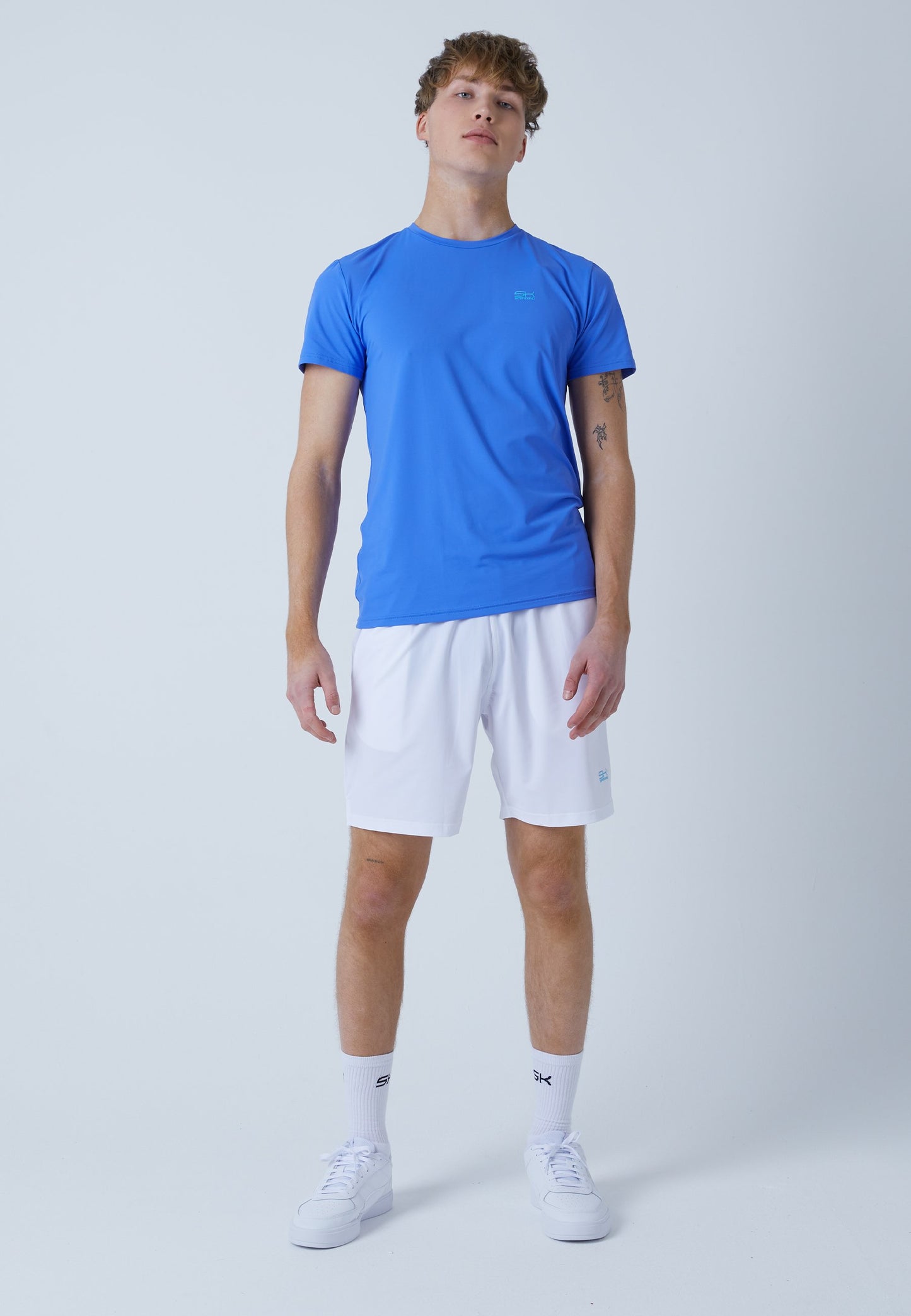 Tennis T-Shirt Rundhals Herren & Jungen, kornblumen blau