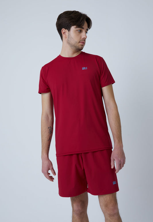 Tennis T-Shirt Rundhals Herren & Jungen, bordeaux rot