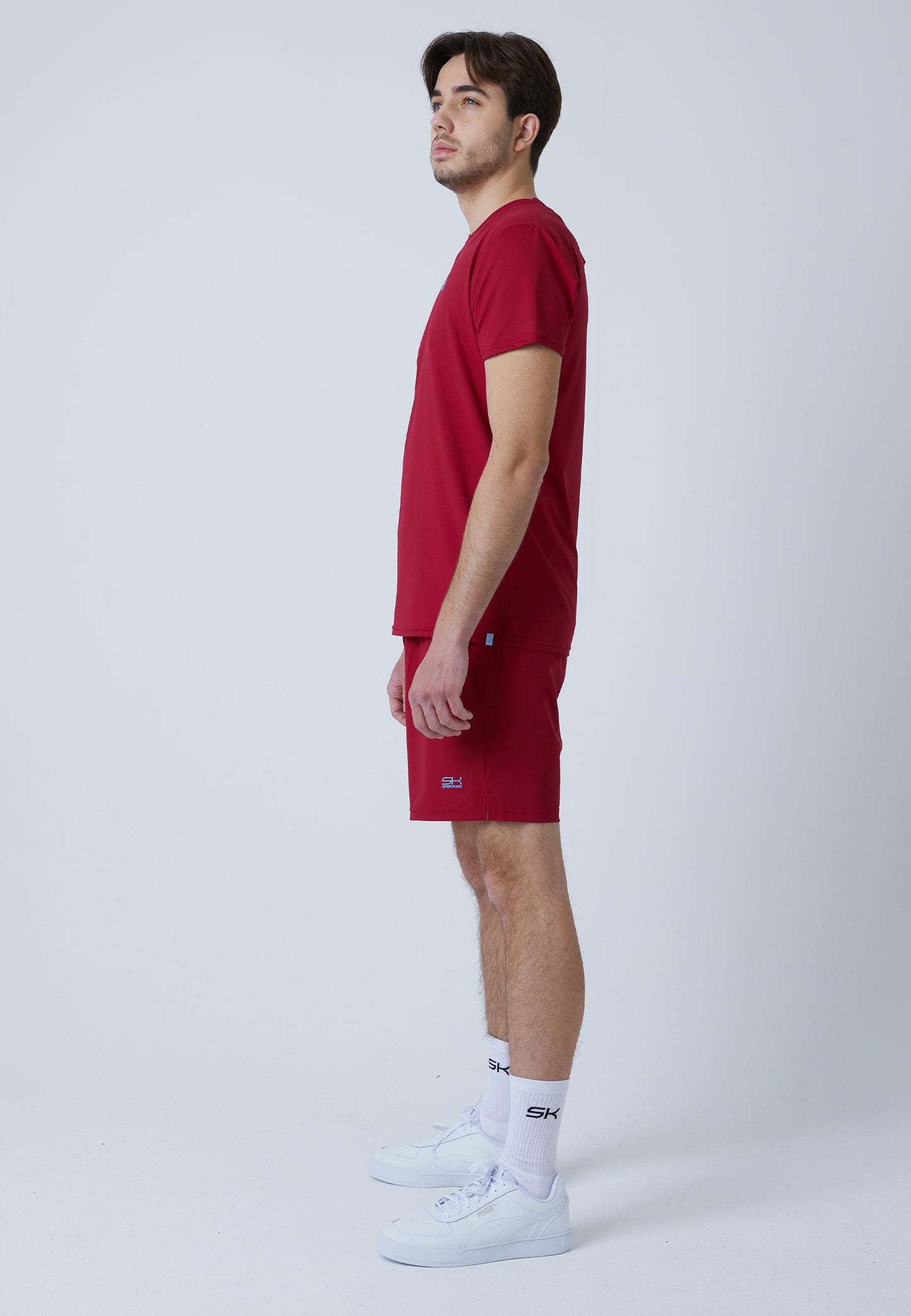 Tennis T-Shirt Rundhals Herren & Jungen, bordeaux rot