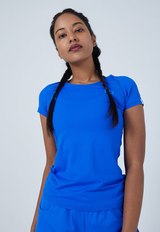 Tennis Capsleeve T-Shirt, kobaltblau