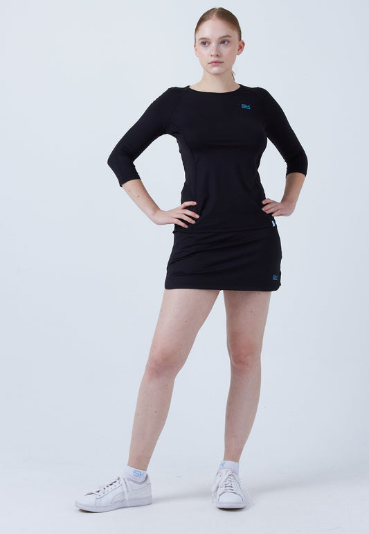 Tennis 3/4-Longsleeve Shirt, schwarz