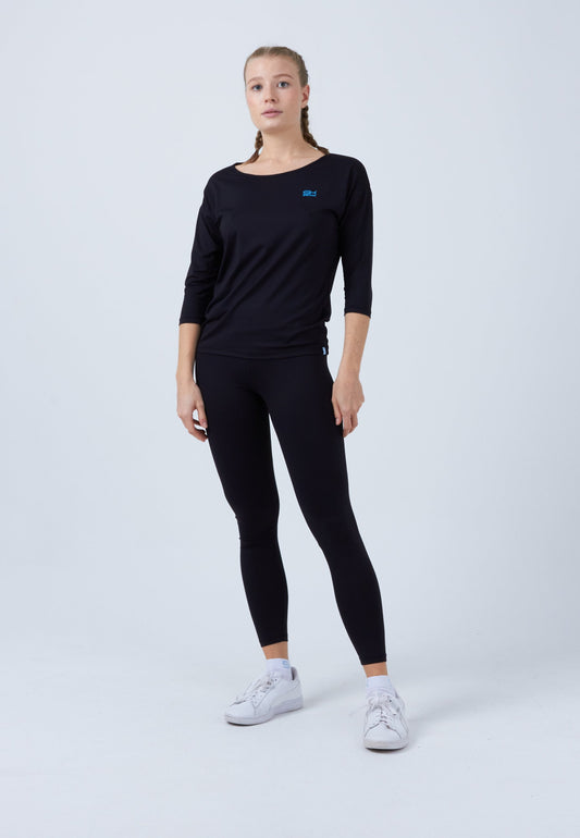 Tennis 3/4 Loose Fit Shirt, schwarz
