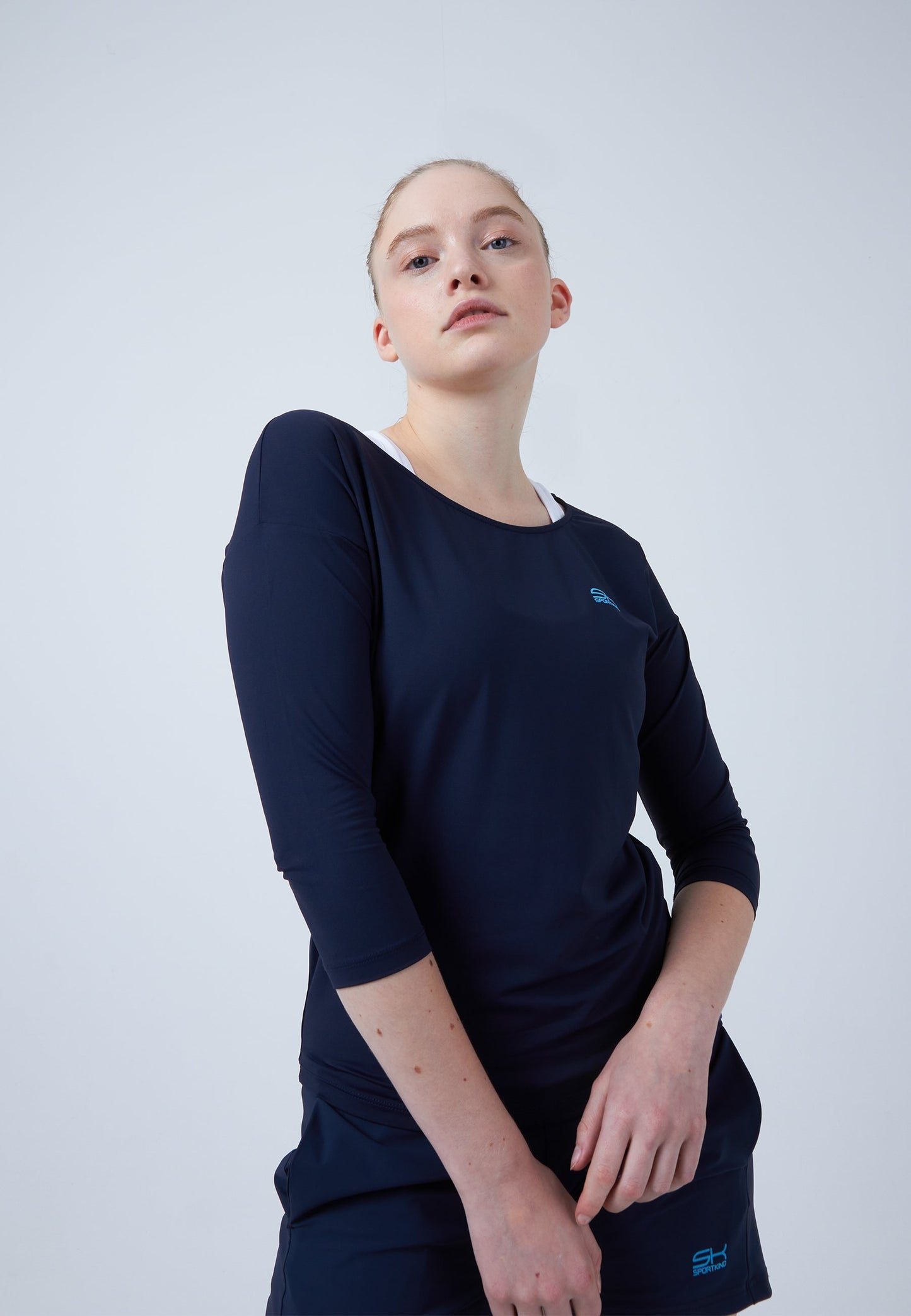 Tennis 3/4 Loose Fit Shirt, navy blau