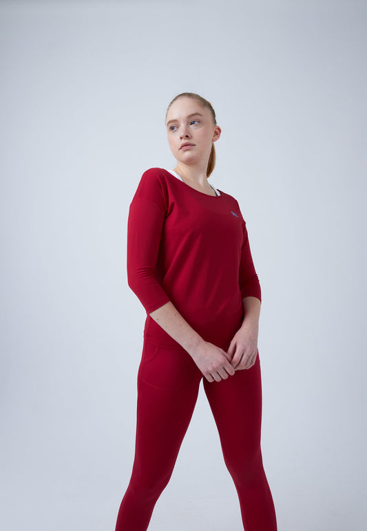 Tennis 3/4 Loose Fit Shirt, bordeaux rot