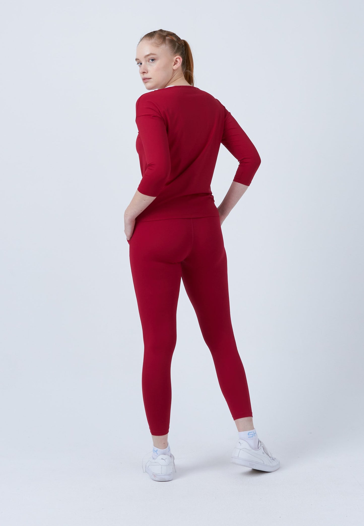 Tennis 3/4 Loose Fit Shirt, bordeaux rot