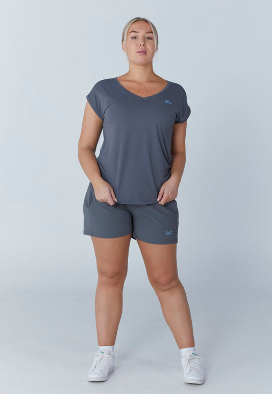 Tennis Loose Fit Shirt V-Neck, grau