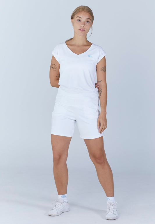Tennis Loose Fit Shirt V-Neck, weiß