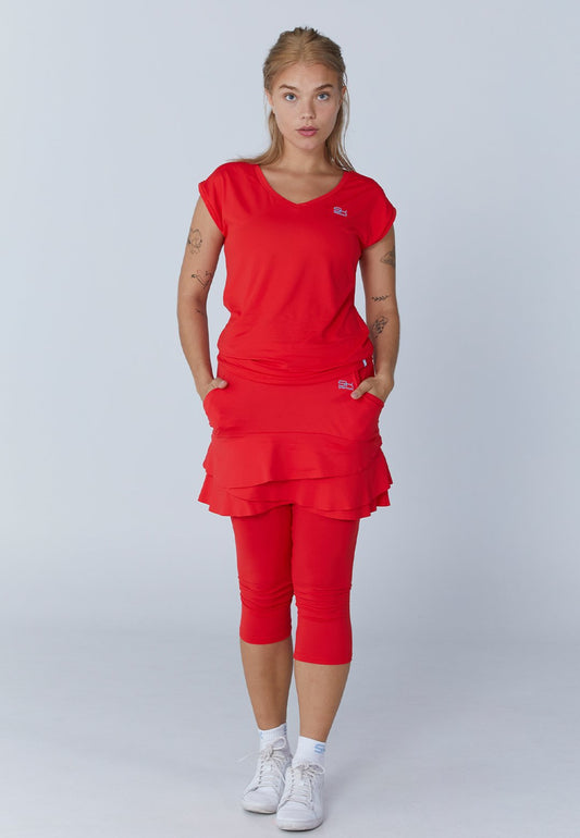 Tennis Loose Fit Shirt V-Neck, rot