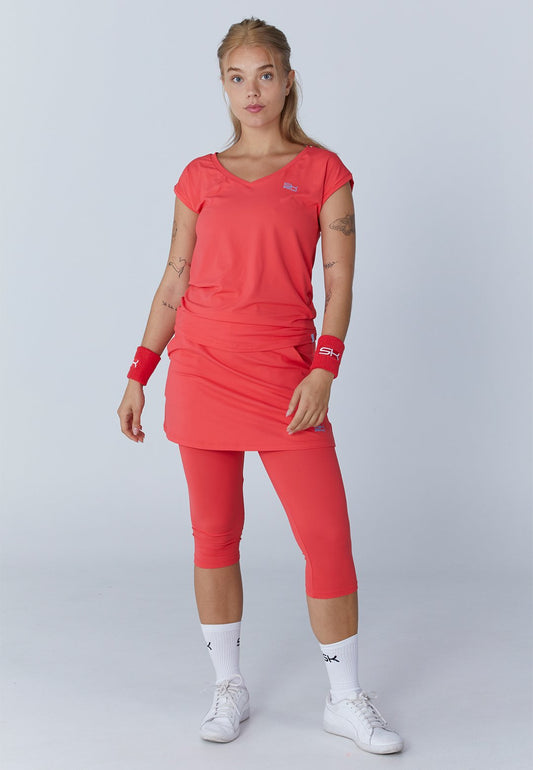 Tennis Loose Fit Shirt V-Neck, pfirsich