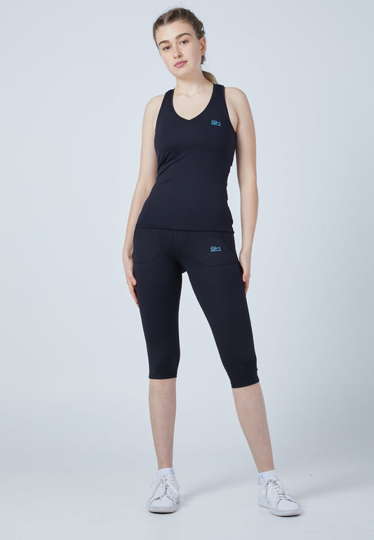 Tennis Tanktop V-Neck, schwarz