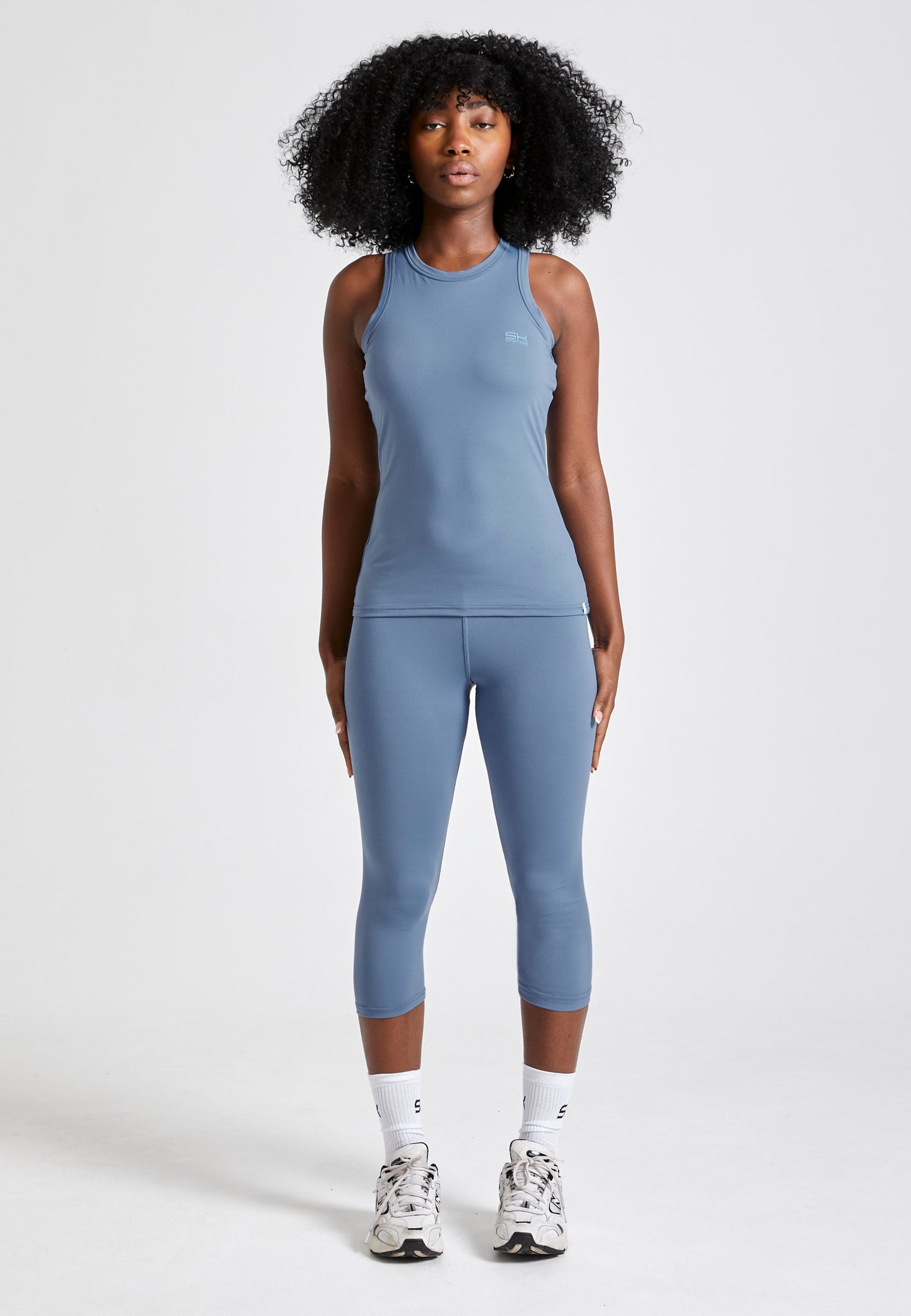 Tennis Tanktop High Neck, grau blau