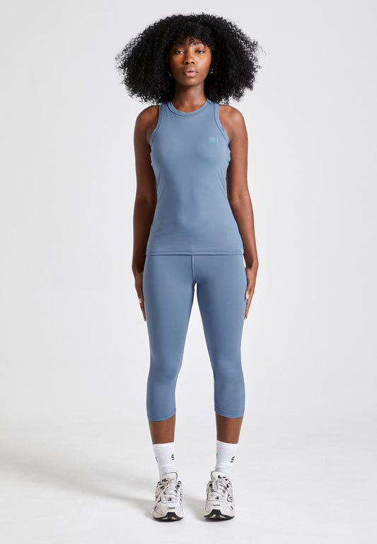 Tennis Tanktop High Neck, grau blau