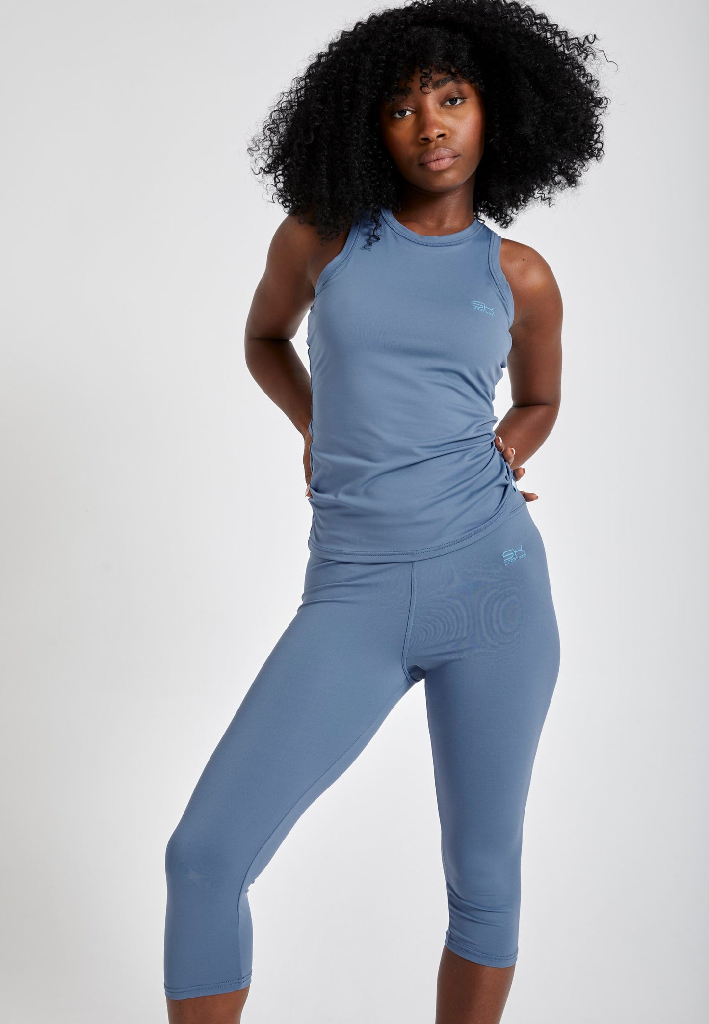 Tennis Tanktop High Neck, grau blau