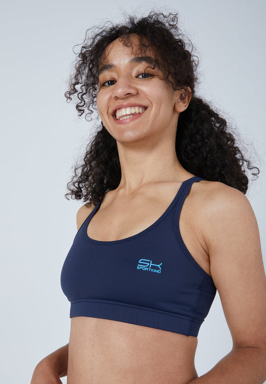 Sport BH gekreuzte Träger, navy blau