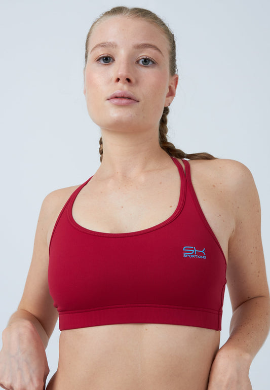 Sport BH gekreuzte Träger, bordeaux rot