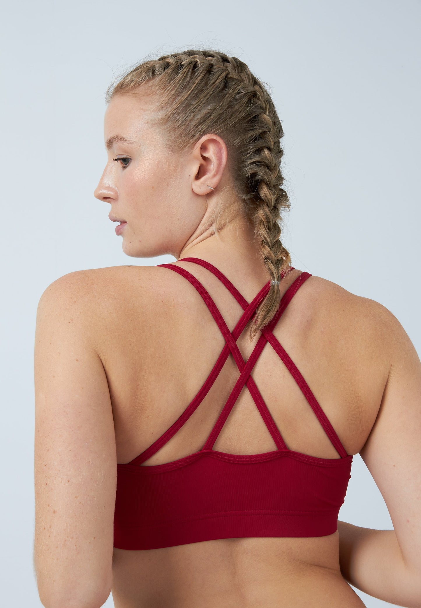 Sport BH gekreuzte Träger, bordeaux rot