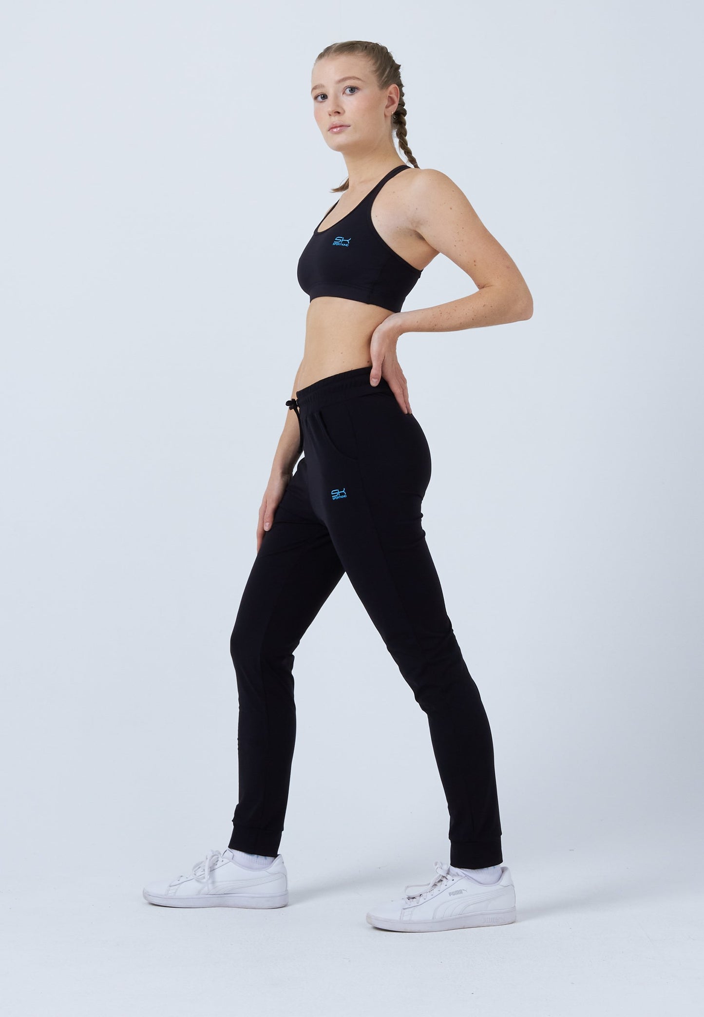 Tennis Jogginghose Damen & Mädchen, schwarz