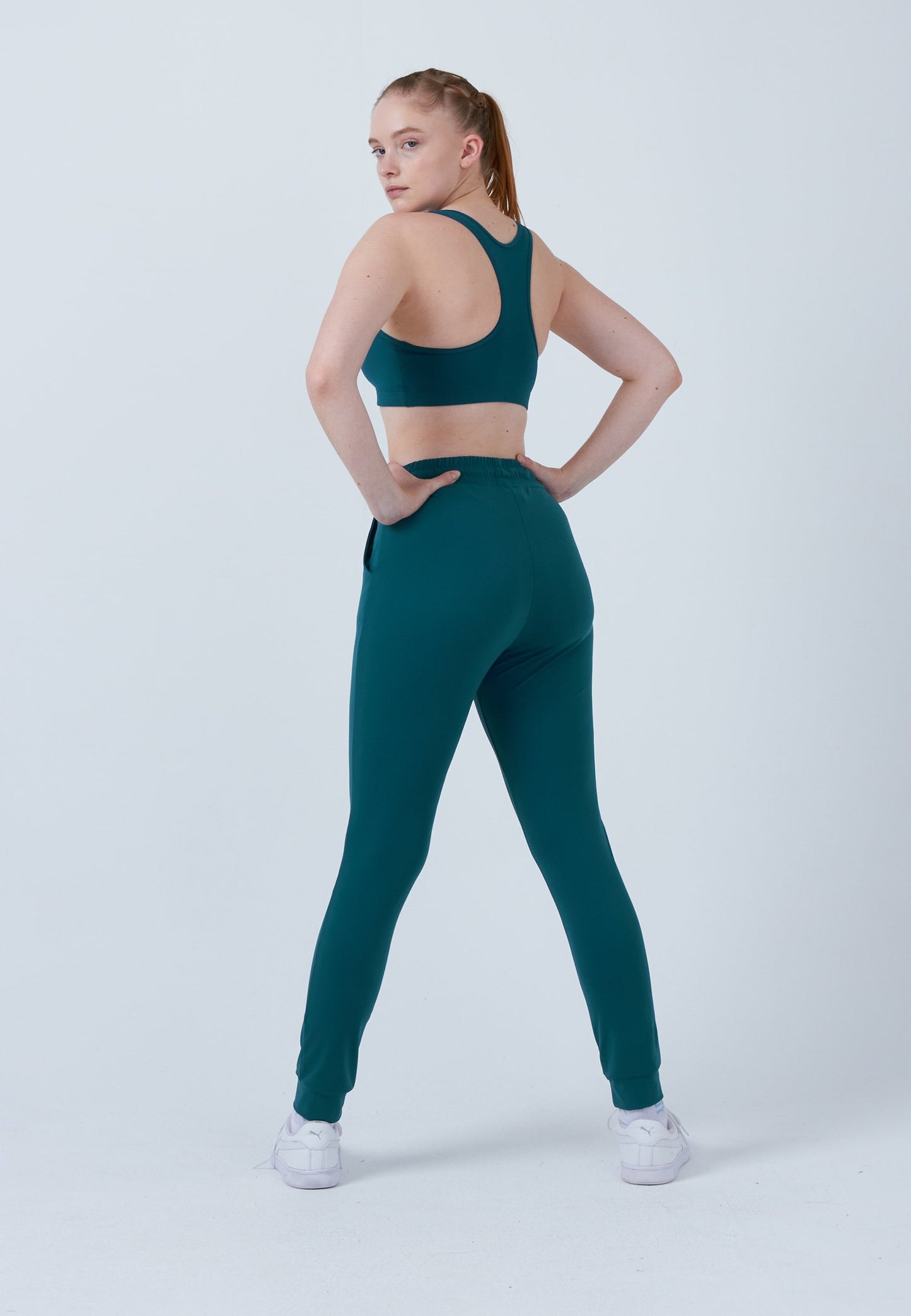 Tennis Jogginghose Damen & Mädchen, petrol grün