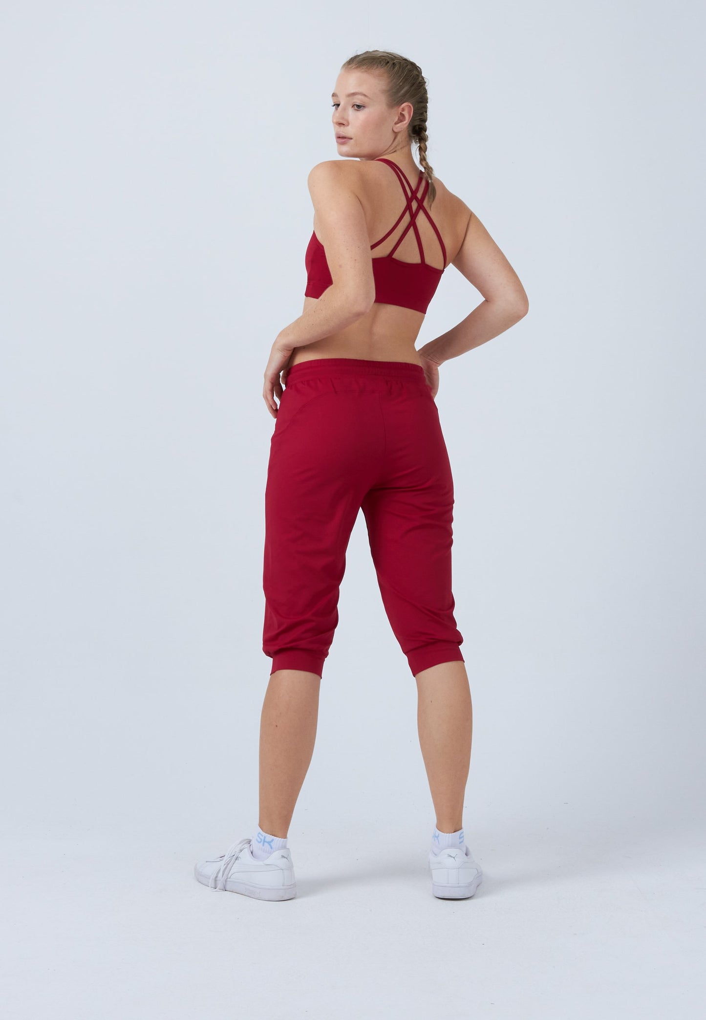 Tennis Caprihose mit Taschen, bordeaux rot