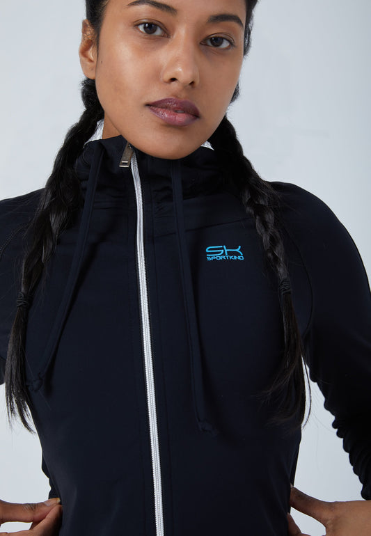 Tennis Joggingjacke mit Kapuze, schwarz