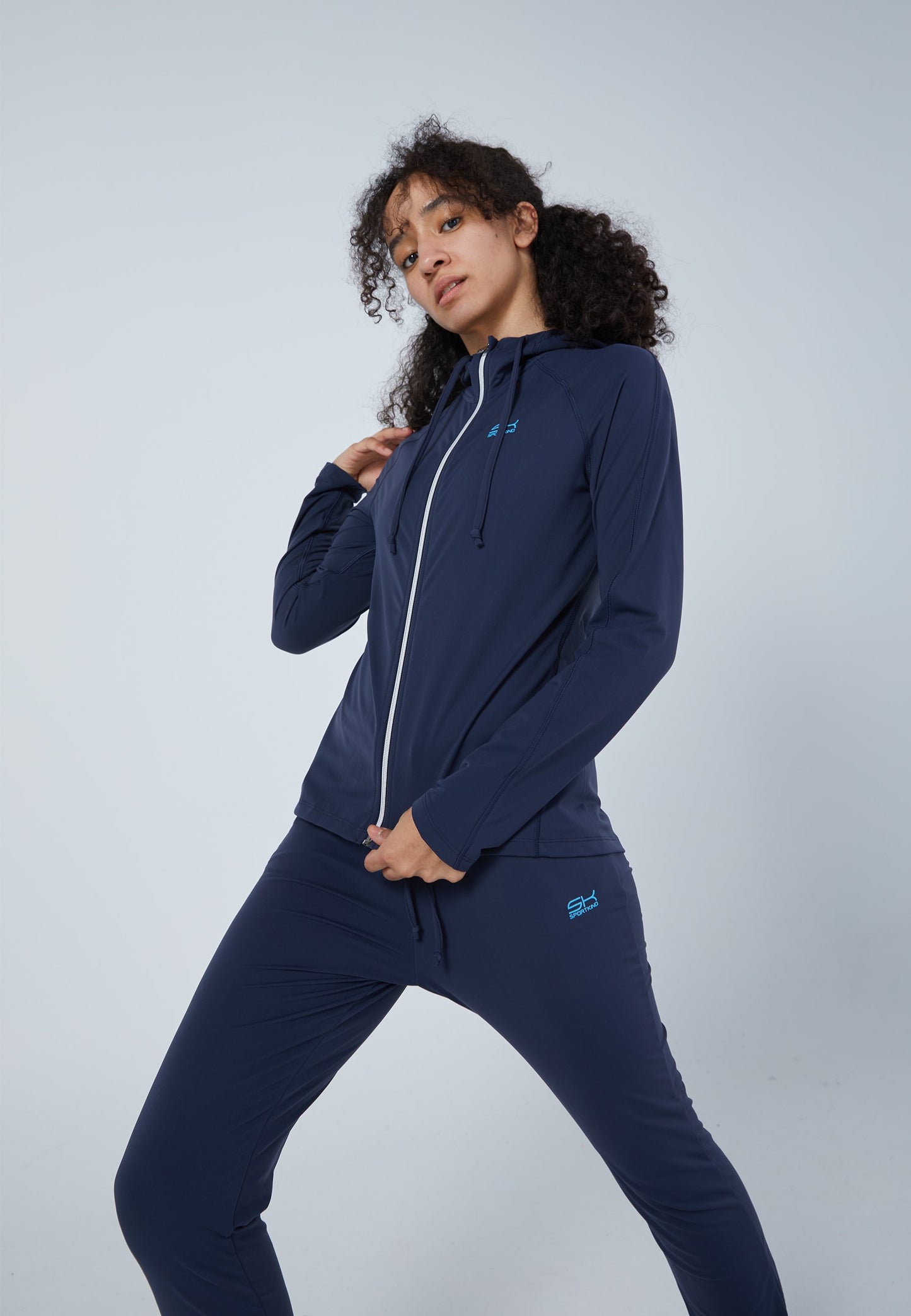 Tennis Joggingjacke mit Kapuze, navy blau
