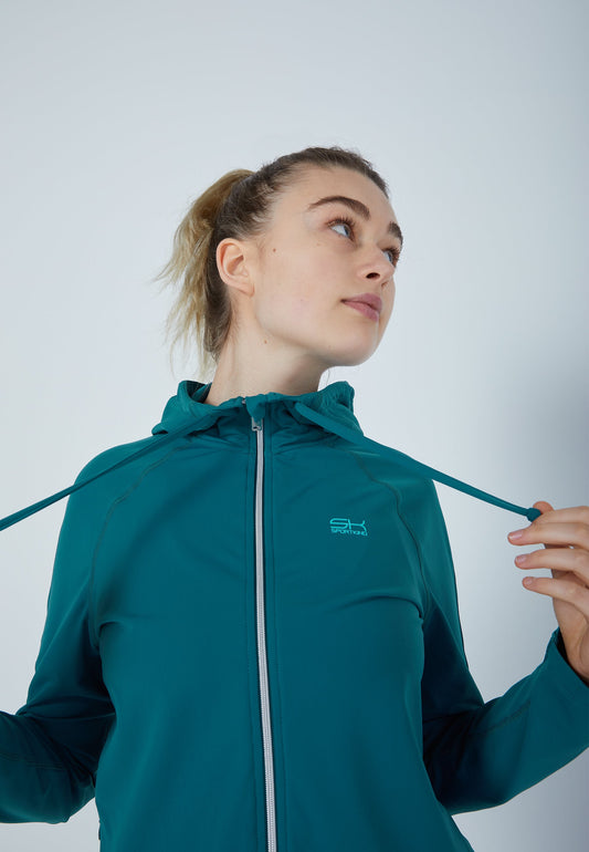 Tennis Joggingjacke mit Kapuze, petrol grün