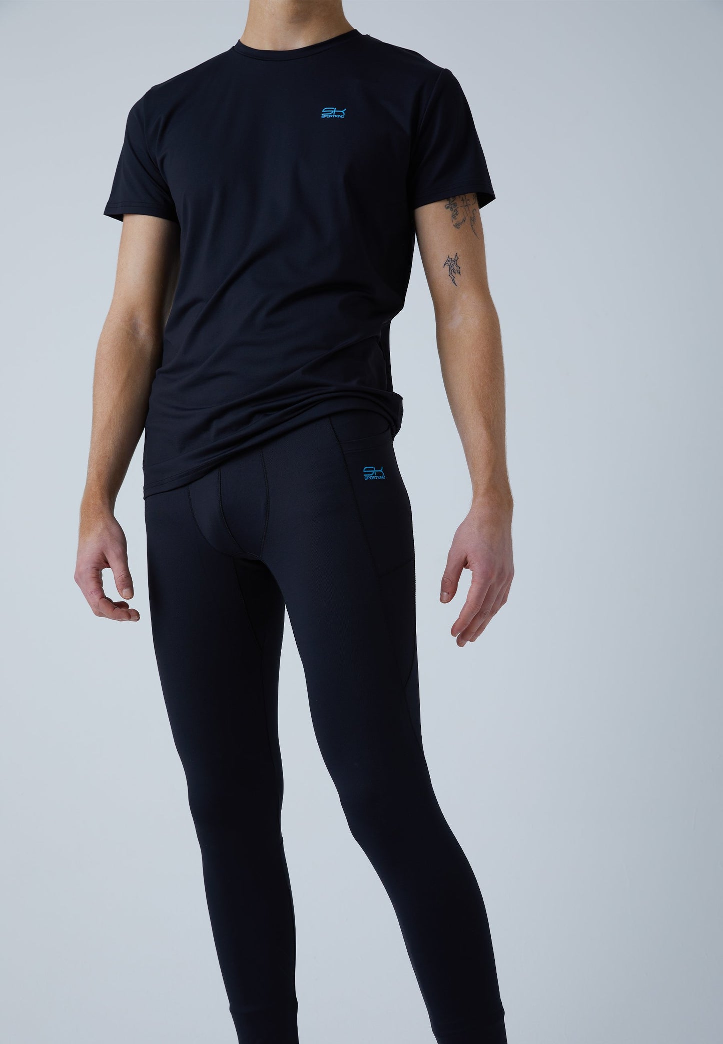 Lauftights mit Taschen, lang, schwarz