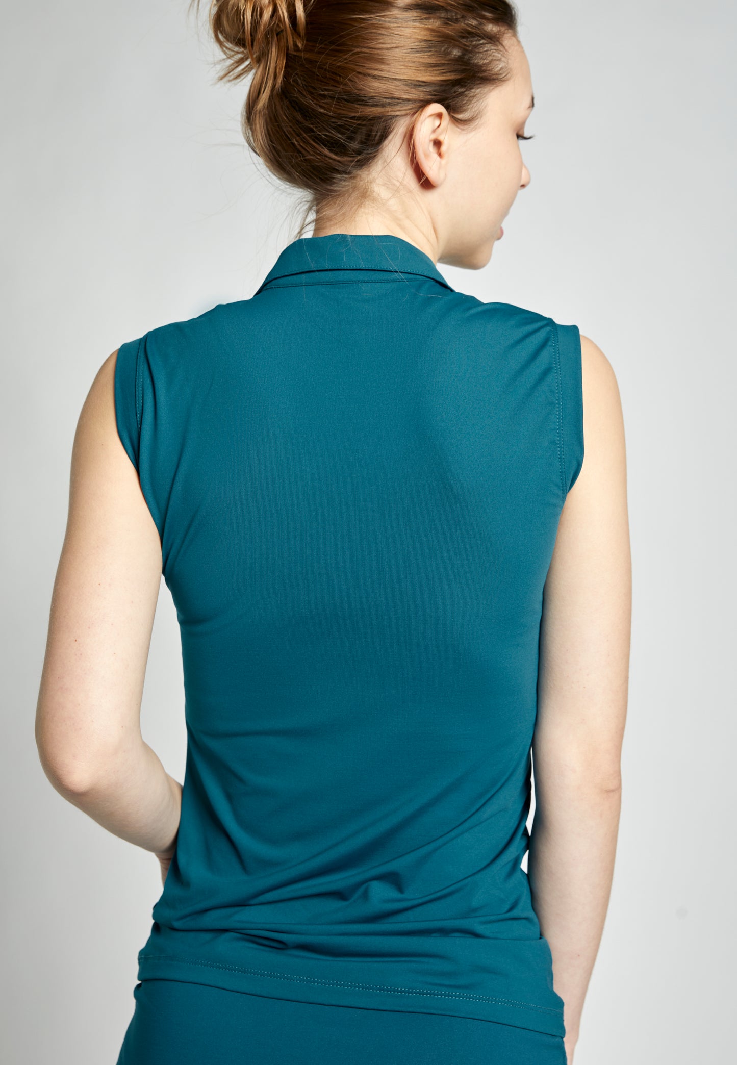 Mädchen & Damen Tennis ärmelloses Poloshirt, petrol grün von SPORTKIND