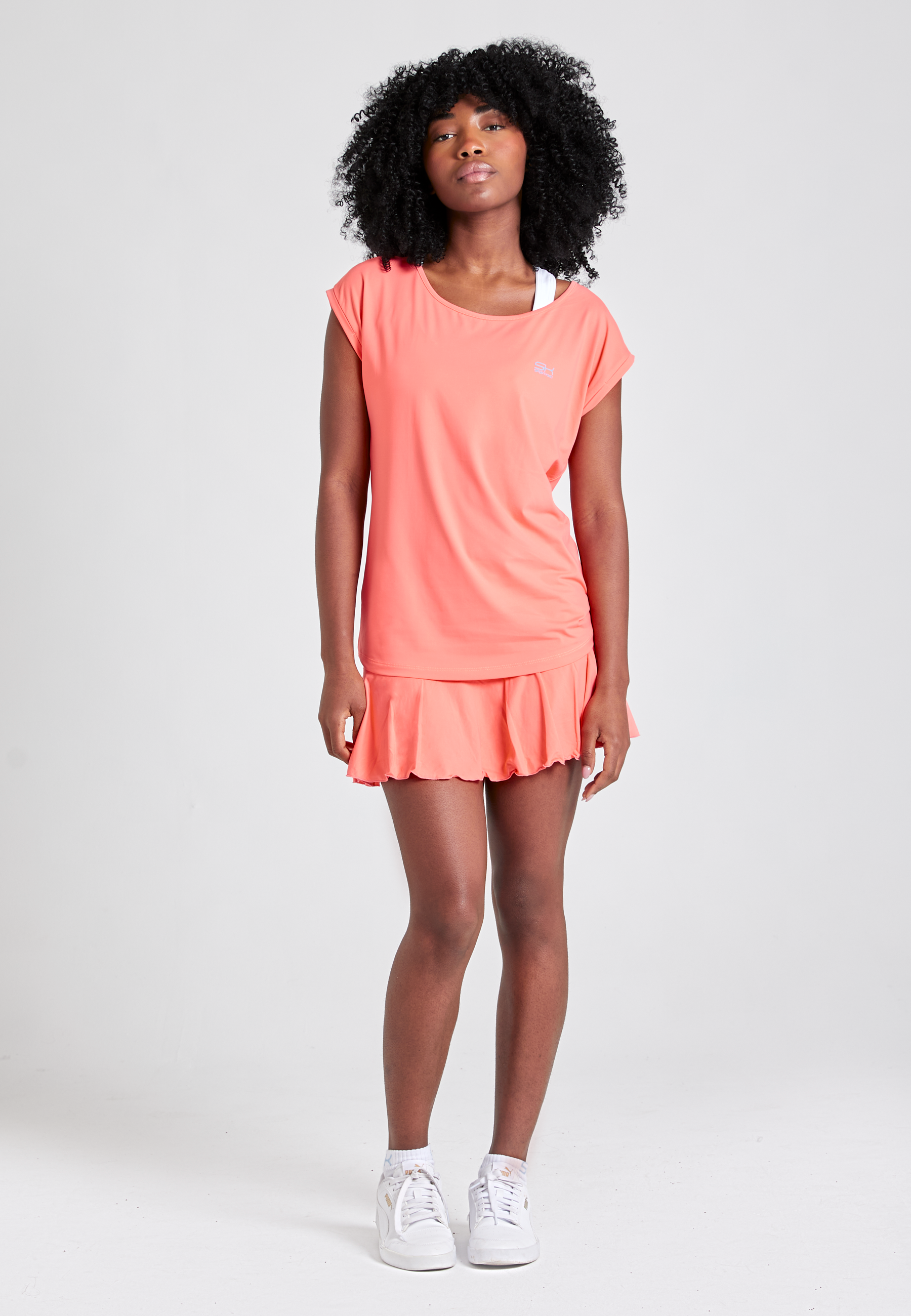 Mädchen & Damen Tennis Loose Fit Shirt, apricot von SPORTKIND
